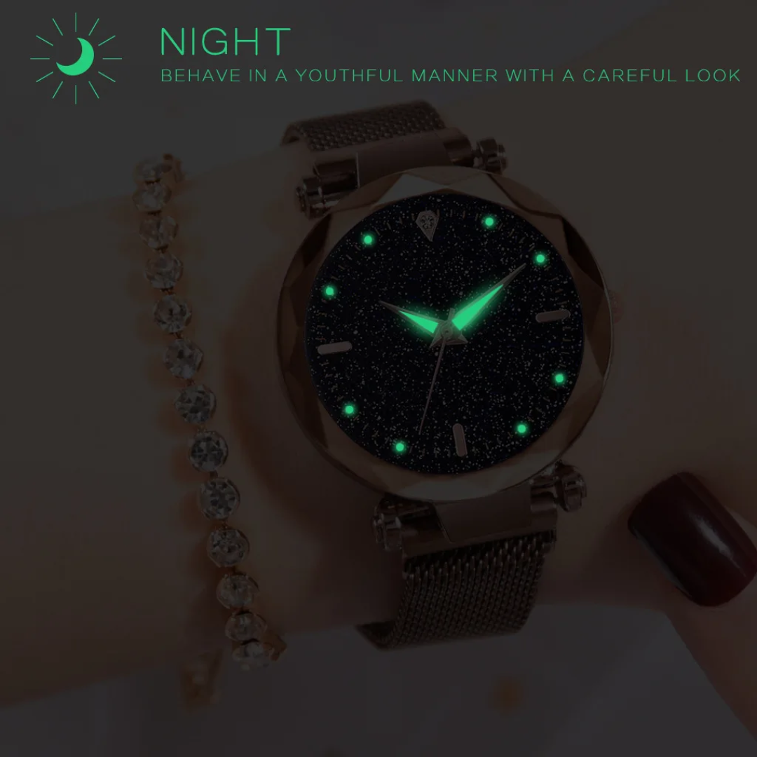 Conjunto reloj de lujo con cielo estrellado para mujer - Imagen 3