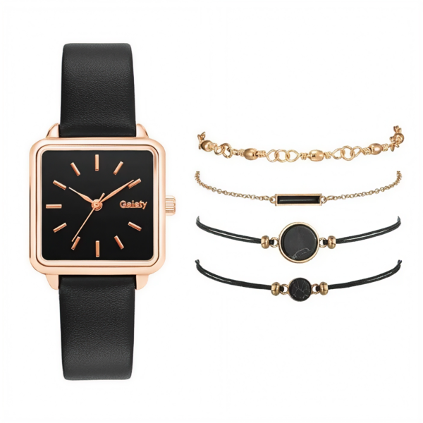 Set de reloj + 4 pulseras de quarzopara damas