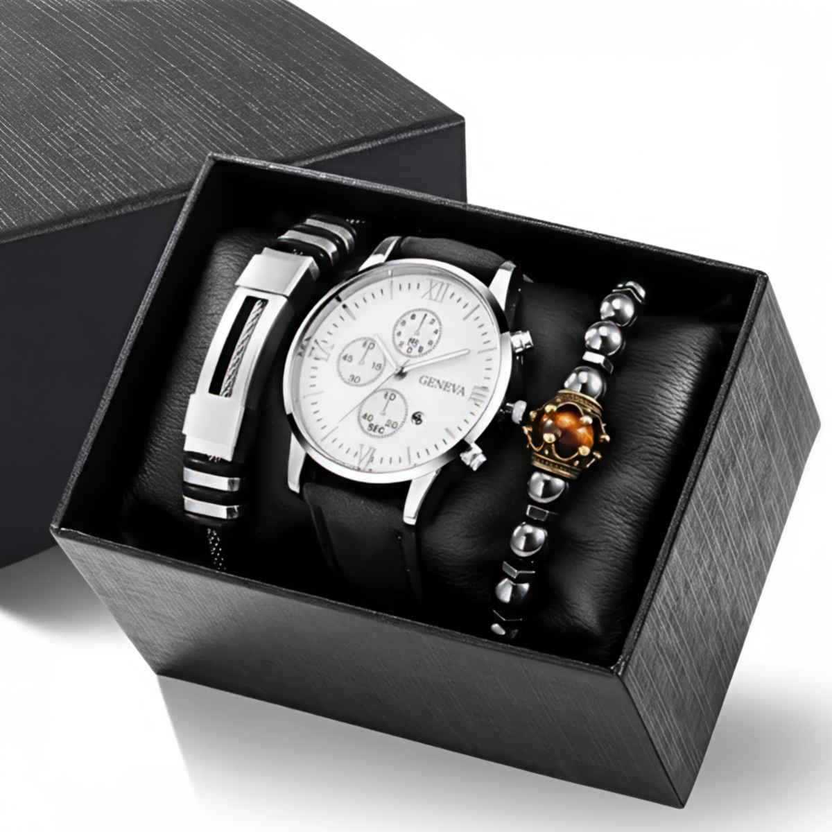 Set de reloj para hombres ,pulsera de acero inoxidable - Image 2