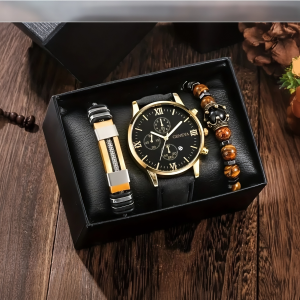 Set de reloj para hombres ,pulsera de acero inoxidable