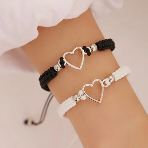 Pulsera Trenzada Corazón Hueco – Kit Joyería Ajustable Unisex