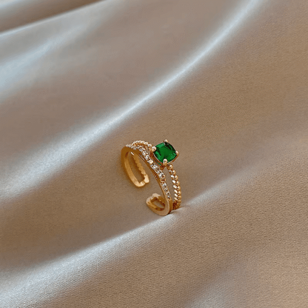 Anillo circón diamante  verde
