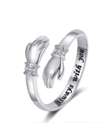 Anillo abrazo diamante ajustable – joya simbólica amor eterno