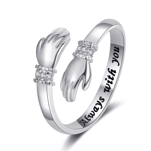 Anillo abrazo diamante ajustable – joya simbólica amor eterno