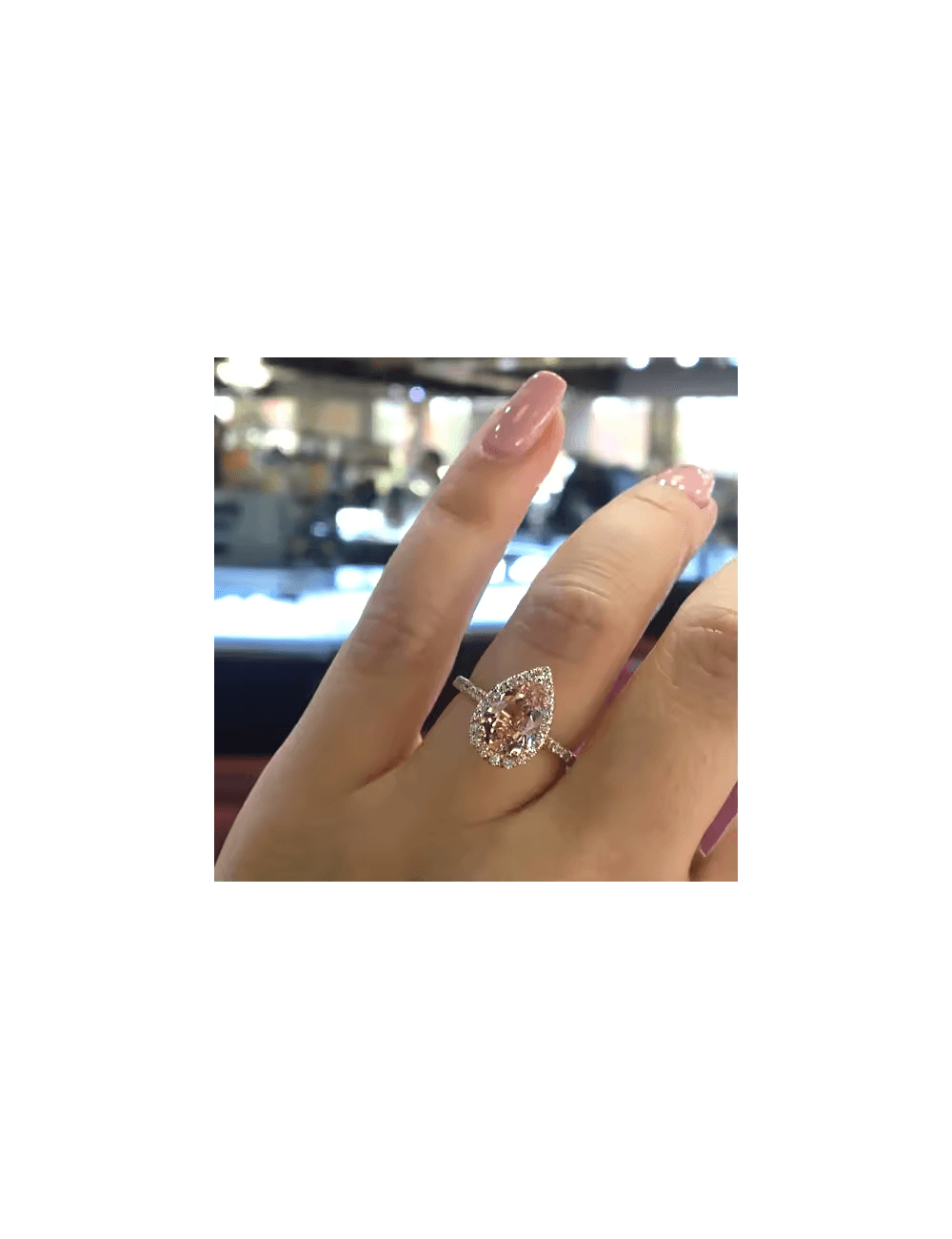 Anillo de diamante forma de gota compromiso - Imagen 4