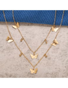 Collar con colgante de mariposa de doble capa - Image 2
