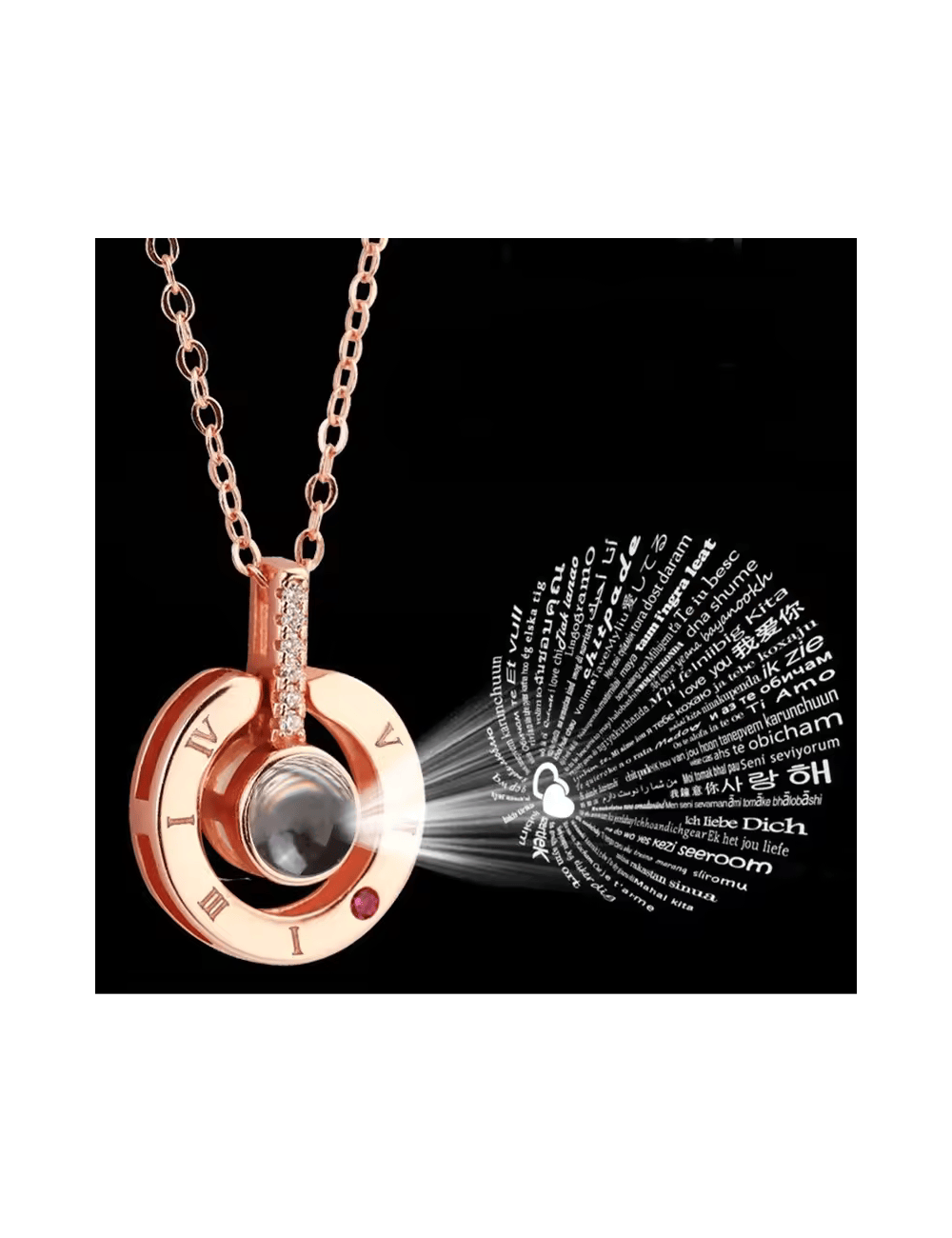 Collar con colgante te amo 100 idiomas