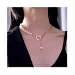 Collar de encanto con  accesorios del corazón de la cadena de las perlas