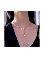 Collar de encanto con  accesorios del corazón de la cadena de las perlas