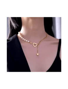 Collar de encanto con  accesorios del corazón de la cadena de las perlas