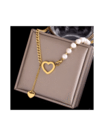 Collar de encanto con  accesorios del corazón de la cadena de las perlas - Image 2