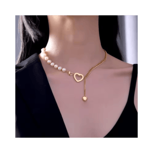 Collar de encanto con  accesorios del corazón de la cadena de las perlas