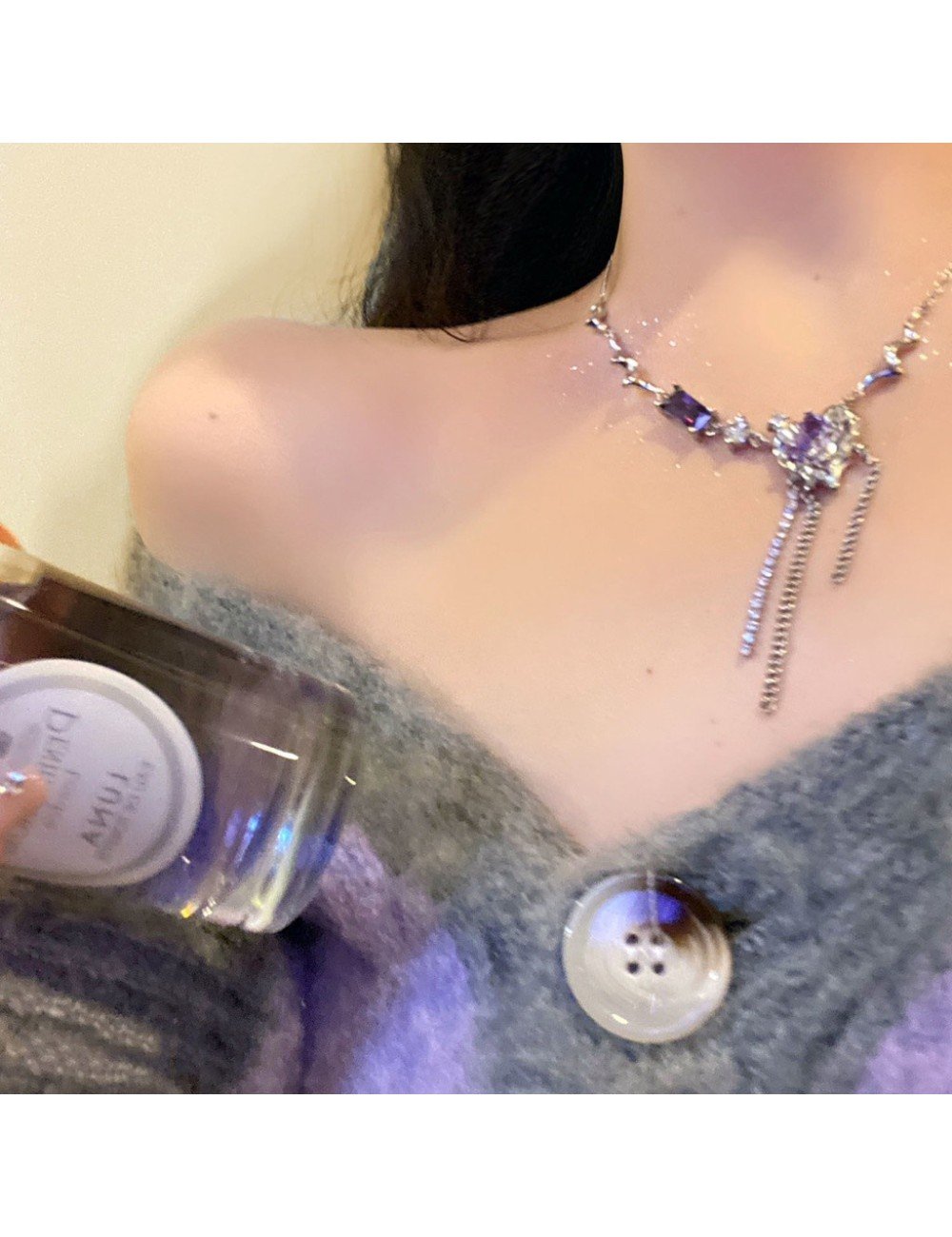 Collar de lujo para mujeres ,plateado - Imagen 2