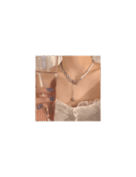 Collar , perlas , colgante corazón rosa  de cristal - Image 3
