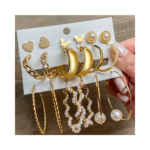 Conjunto de pendientes de aro de oro gruesos
