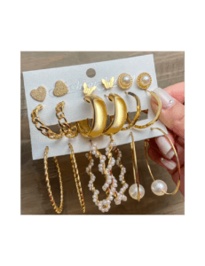 Conjunto de pendientes de aro de oro gruesos