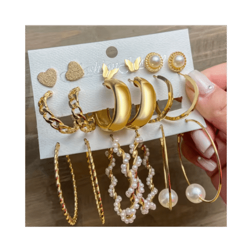 Conjunto de pendientes de aro de oro gruesos