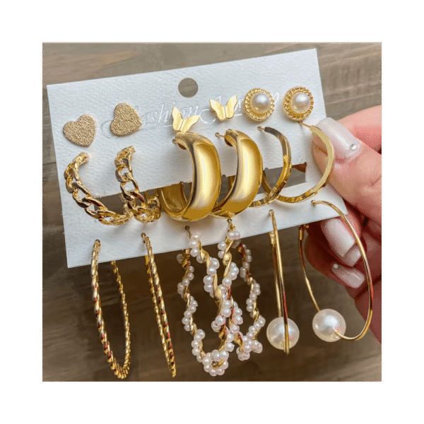 Conjunto de pendientes de aro de oro gruesos