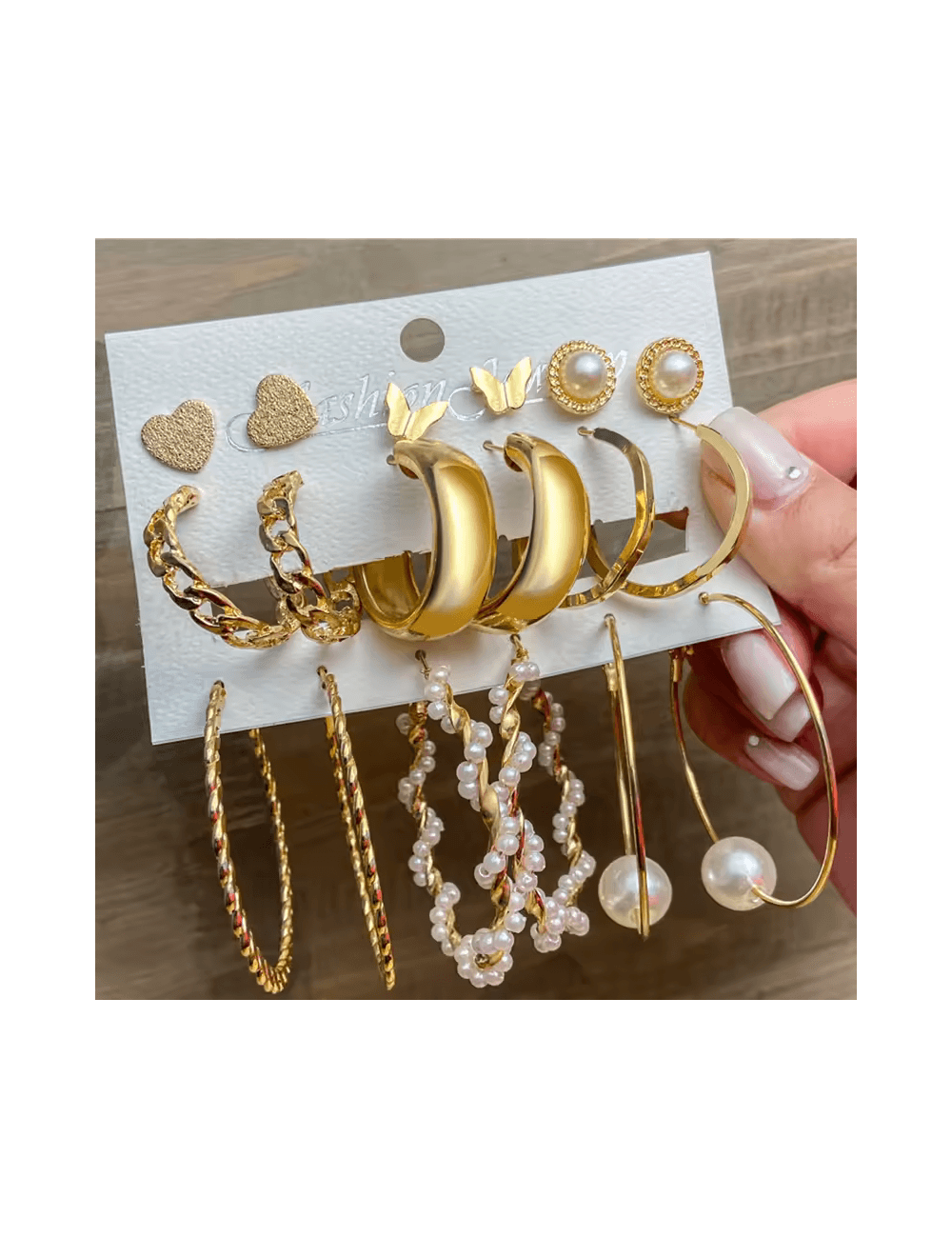 Conjunto de pendientes de aro de oro gruesos