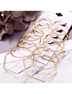Conjunto pendientes hexágonos para mujeres