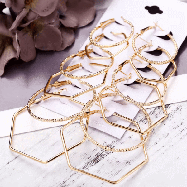 Conjunto pendientes hexágonos  para mujeres