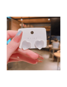 Corazón stud pendientes ópalo pendientes blanco