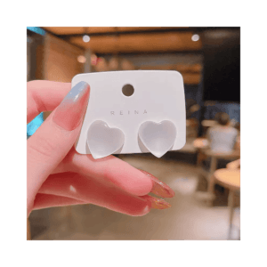 Corazón stud pendientes ópalo pendientes blanco