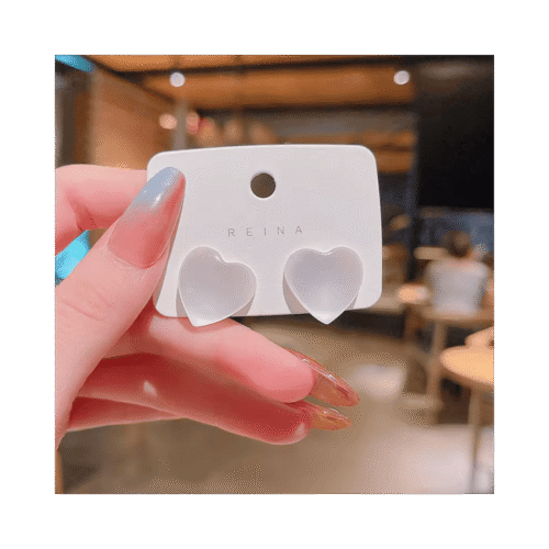 Corazón stud pendientes ópalo pendientes blanco