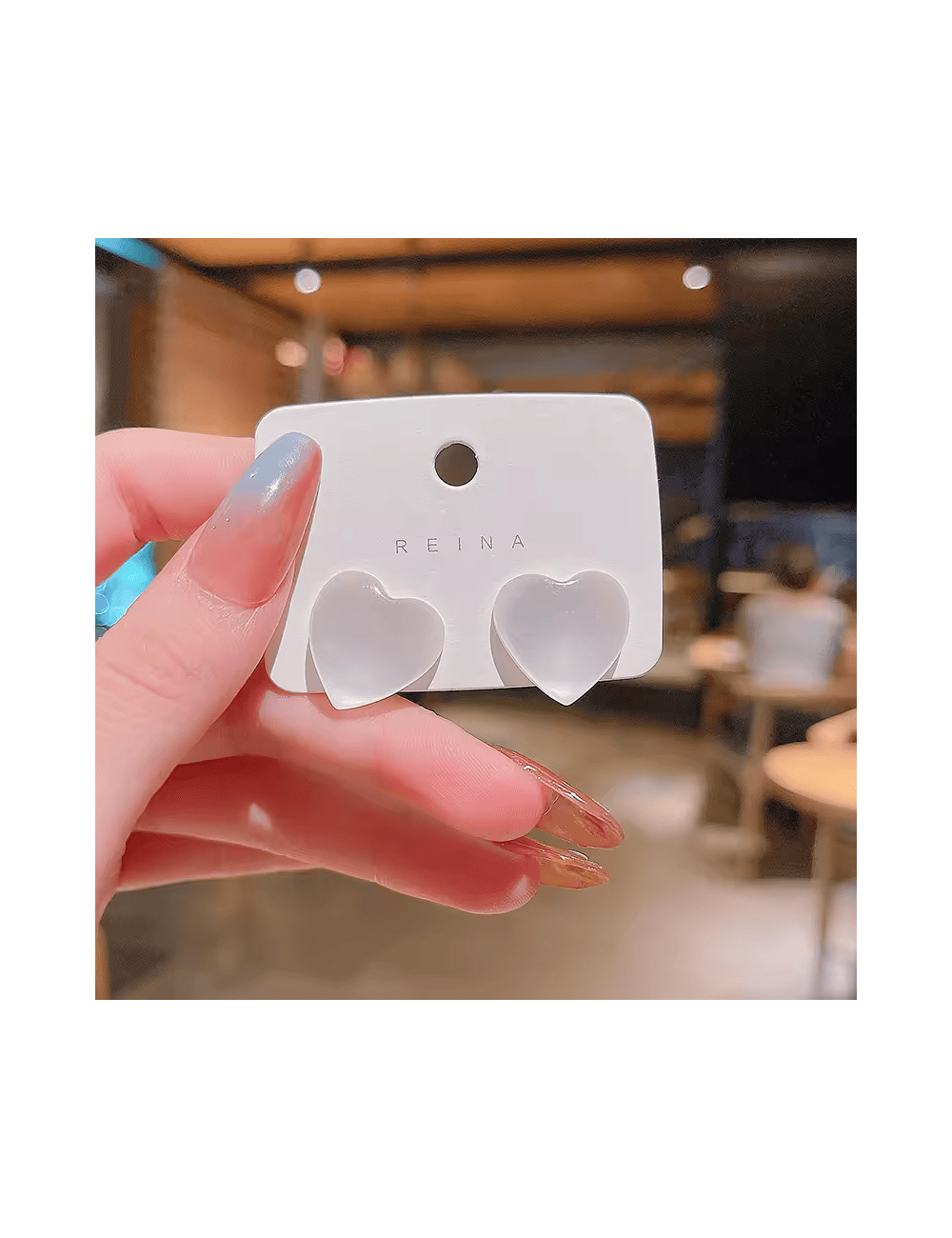 Corazón stud pendientes ópalo pendientes blanco