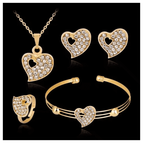 Set de corazón de cristal para mujer