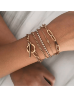 Set de pulsera  capas con diamante de imitación
