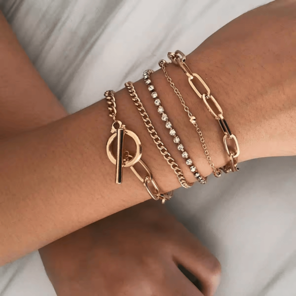 Set de pulsera  capas con diamante de imitación
