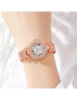 Set reloj romano de cristal  conjunto diamante  + pulsera para mujeres - Image 2