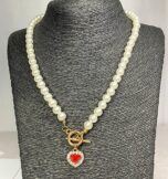 Collar retro de cristal rojo corazón colgante - Image 7