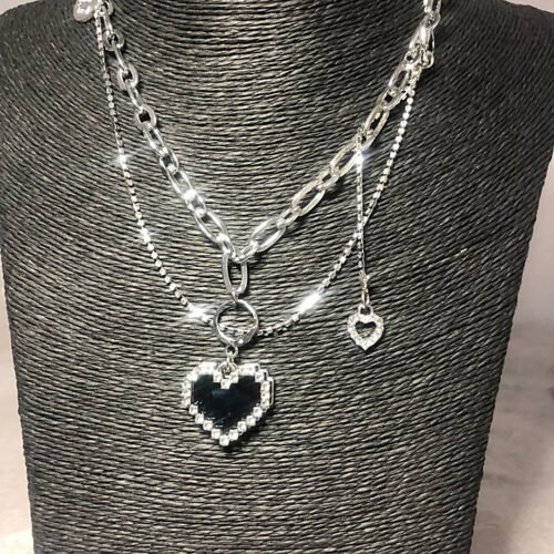 Collar colgante moda coreana de corazón de amor para mujer