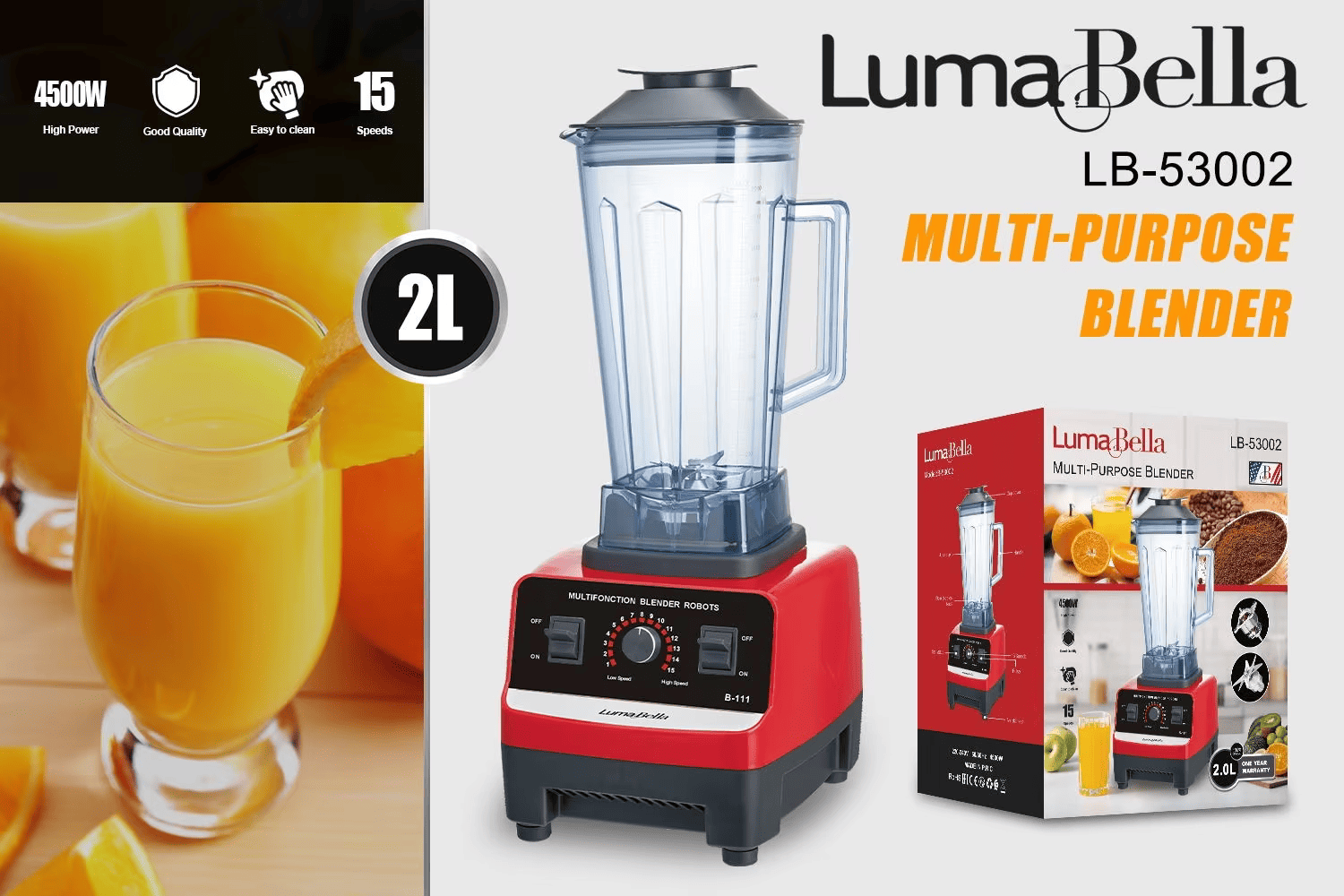 Licuadora de alta potencia 4500W | LumaBella - Imagen 2