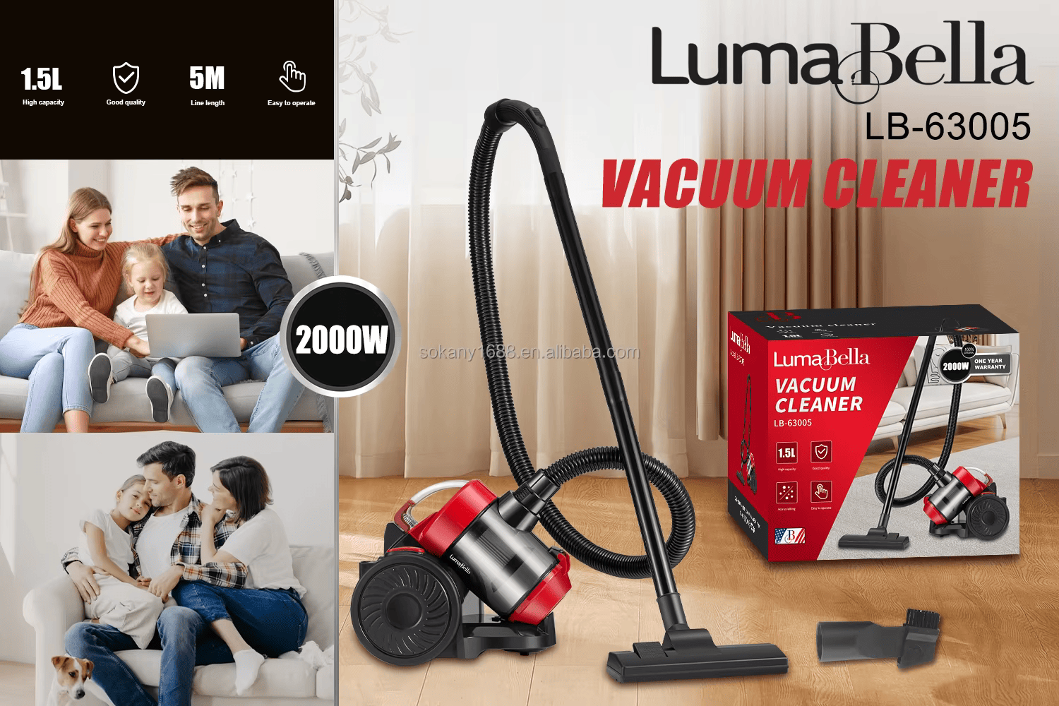 Aspiradora siclonica bajo ruido de 1.5 L | LumaBella