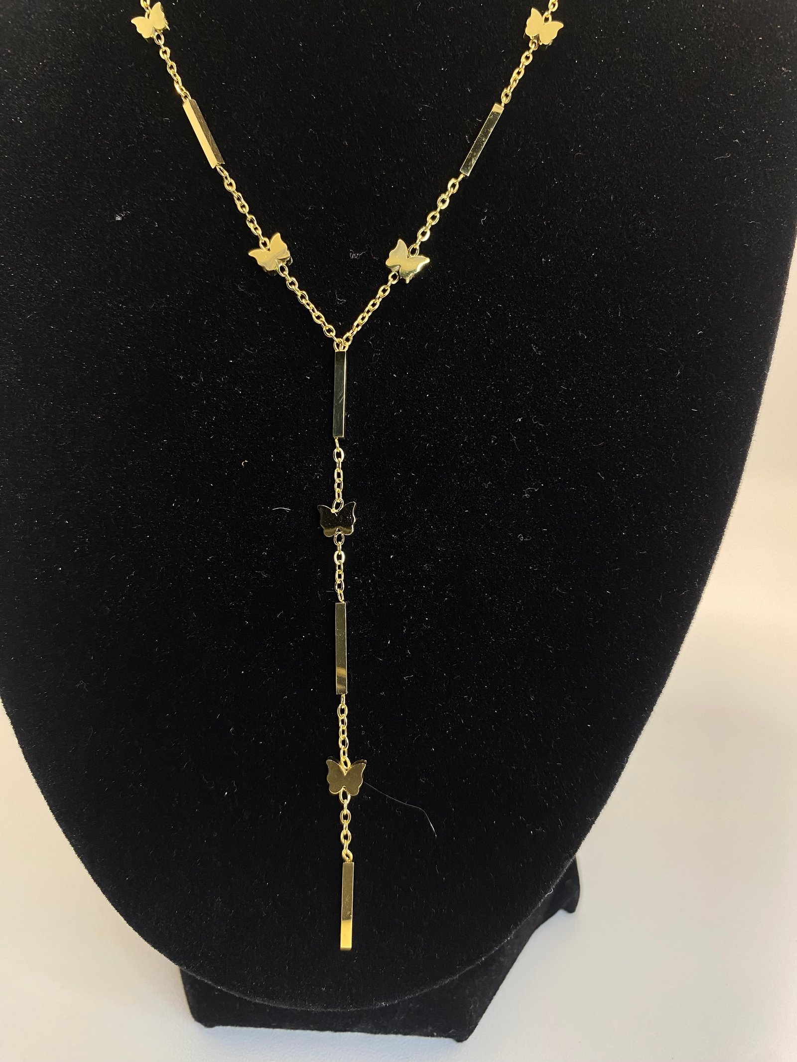 Collar tira cuadrada cuenta en forma de Y , mariposas - Imagen 2