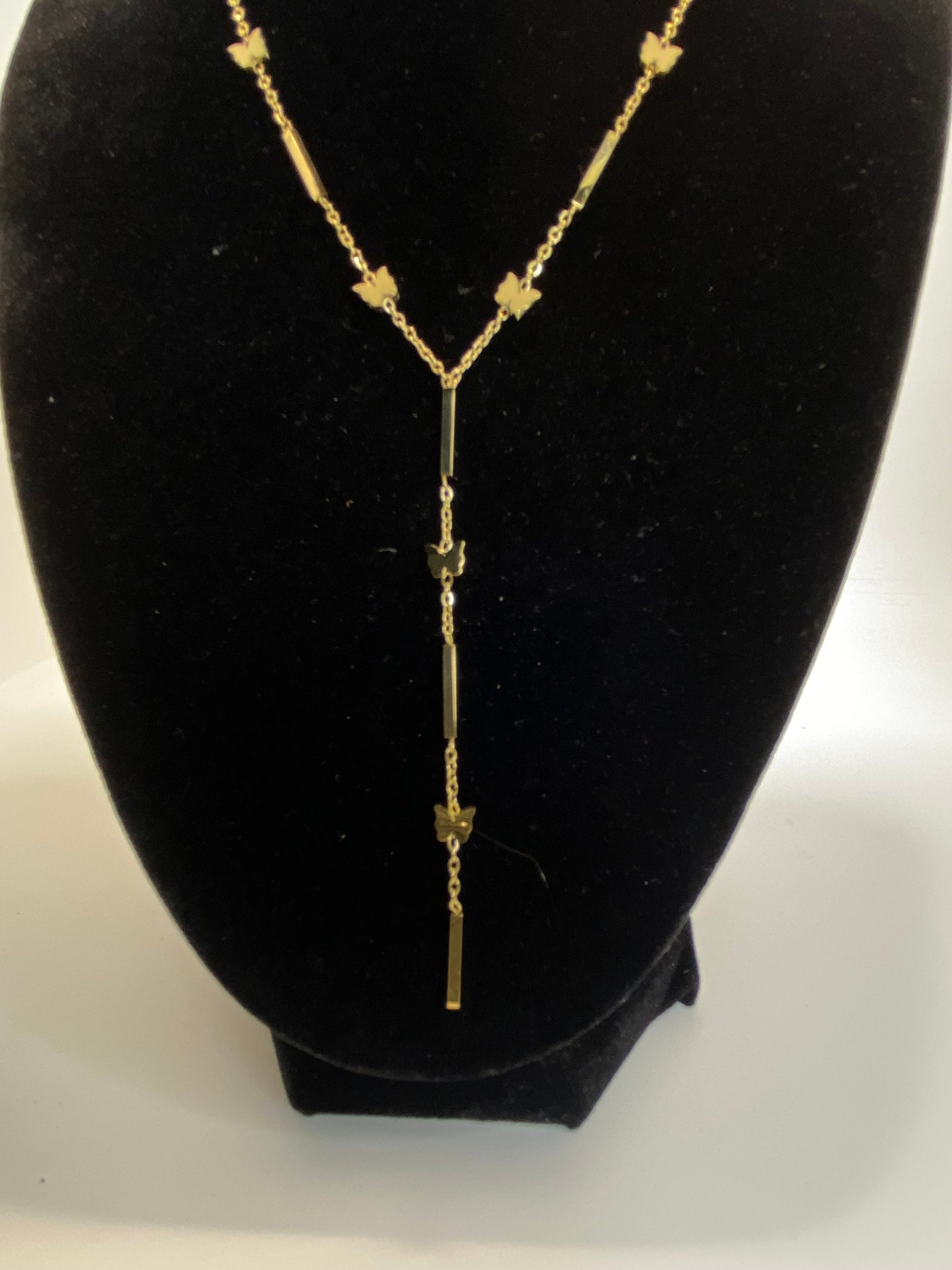 Collar tira cuadrada cuenta en forma de Y , mariposas - Imagen 5