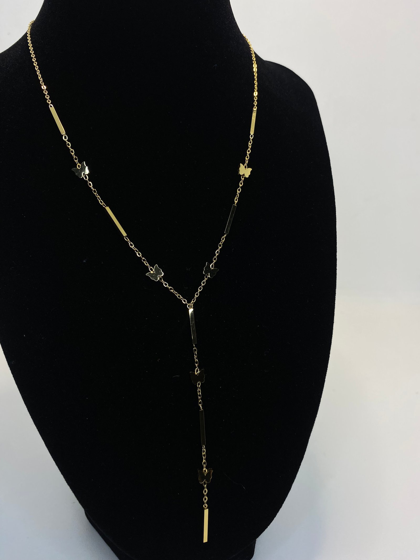 Collar tira cuadrada cuenta en forma de Y , mariposas - Imagen 4