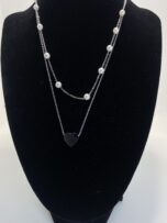 Collar con colgante de corazón de perla de imitación - Image 2