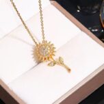 Collar de Girasol Giratorio en Acero Inoxidable y Circones ⭐ - Image 4