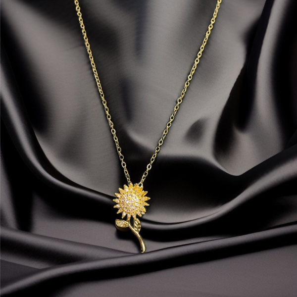 Collar girasol giratorio acero circonitas AAA dije antiestrés mujer Ecuador