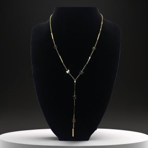 Collar  tira cuadrada cuenta en forma de Y , mariposas