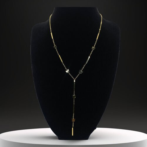 Collar tira cuadrada cuenta en forma de Y , mariposas