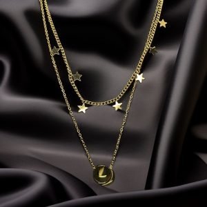 Cadena de acero inoxidable , doble , estrella , luna