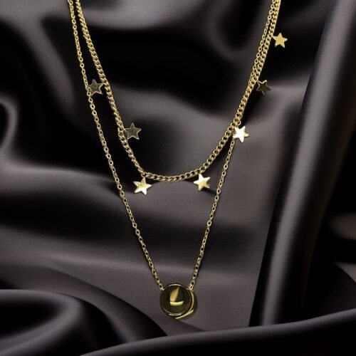 Cadena de acero inoxidable , doble , estrella , luna