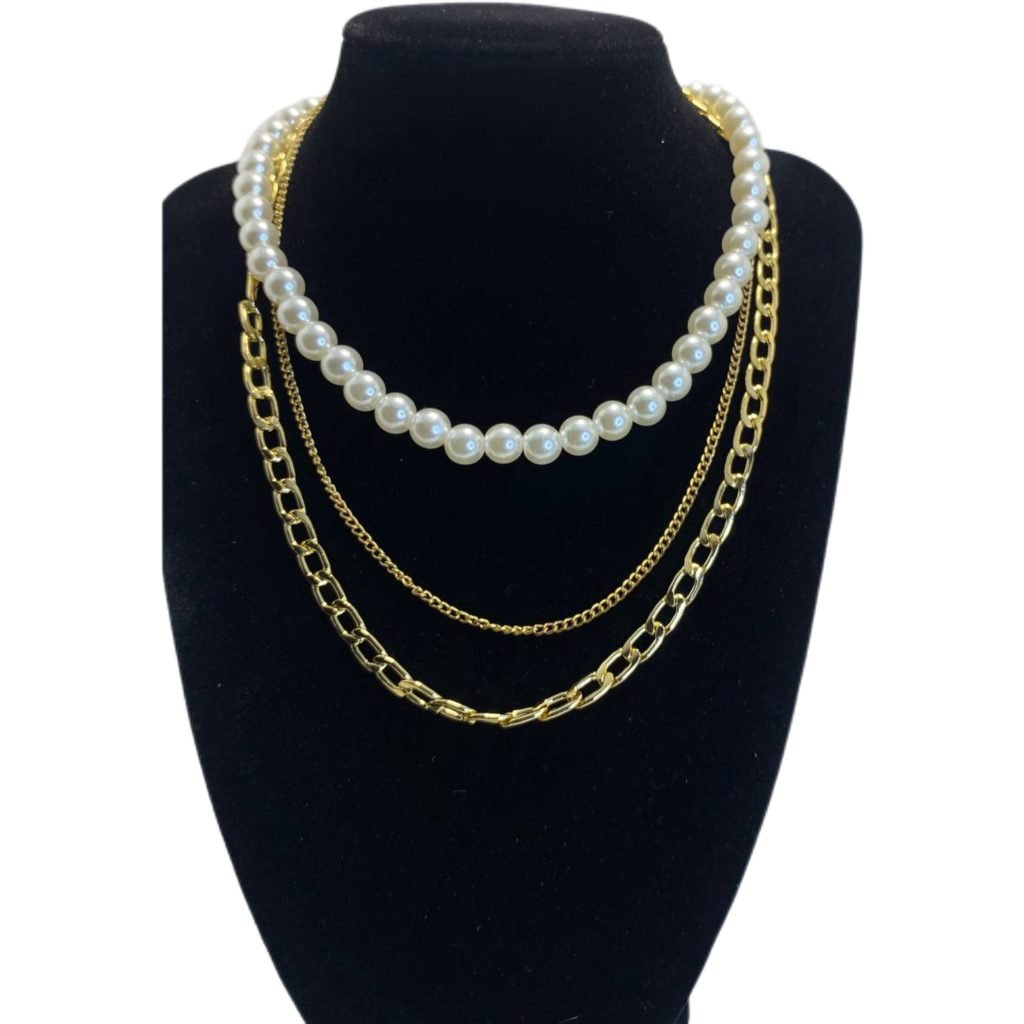 Juego de Collar Retro de Perlas Imitadas NJC