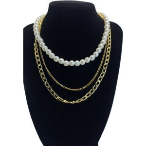 Juego de Collar Retro de Perlas Imitadas NJC