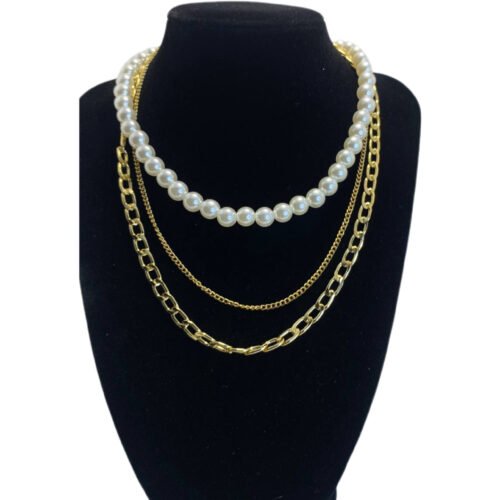 Juego de Collar Retro de Perlas Imitadas NJC